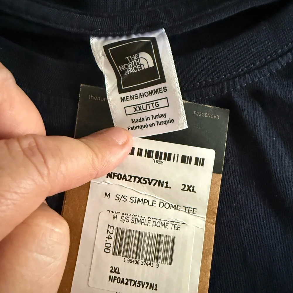 The North Face Navy Blue Half Dome Tee with Pink Logo,. Size XXL